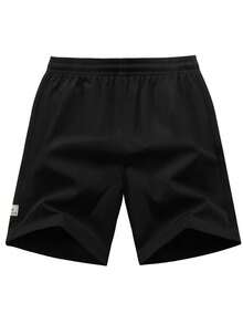 Quần short nam mùa hè nhanh khô, kiểu dáng tối giản, màu trơn, có khóa kéo và túi, quần thể thao thường ngày thoải mái, thân thiện với da, màu đen. - màu đen - Xem 3