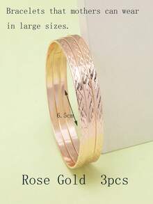 3pcs Girls' Wavy Stacking Bangle Bracelets, Fashionable Casual Everyday Accessories - one-size - View 26