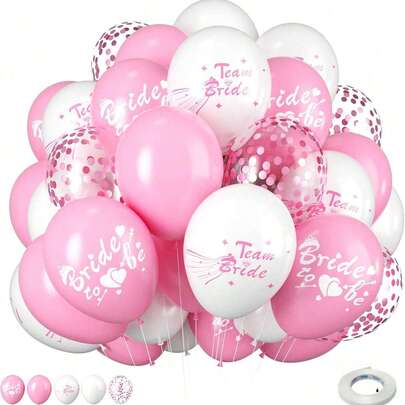 30.48cm Pink & White Printed Confetti Bride Balloons, Bridal Shower Bachelorette Party Engagement Decorations, Cute Supplies