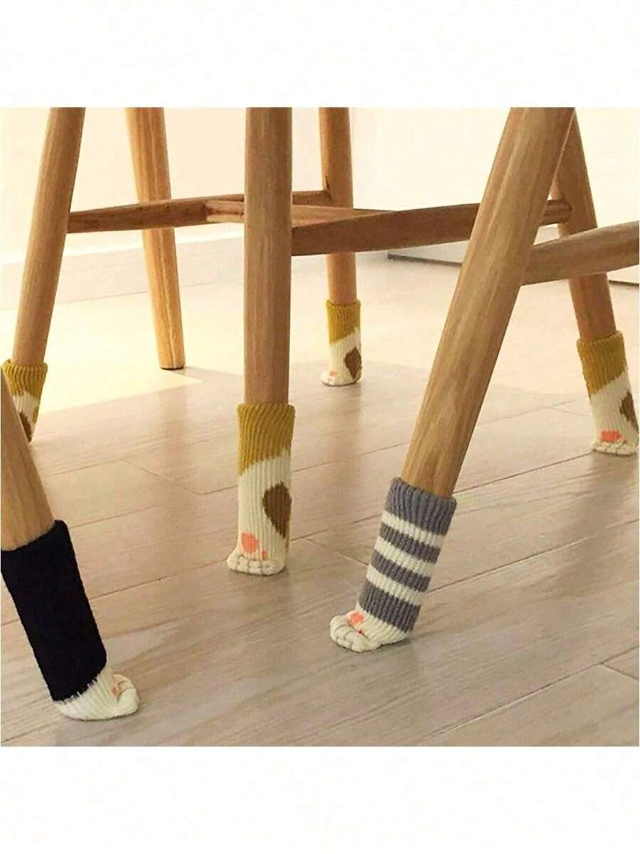 4 miếng bọc chân ghế giữ ấm, thích hợp cho sàn gỗ cứng, bảo vệ khỏi vết cào của mèo, bảo vệ sàn nhà, chống trầy xước, giảm tiếng ồn. - động vật - Xem 1
