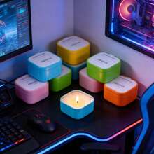 1件装香氛蜡烛礼盒套装，家居装饰配件，天然大豆蜡，燃烧均匀持久，超过12小时，无烟无味，透明玻璃杯耐热，礼盒包装，简约北欧风格，方形圆杯设计，橙黑撞色，适用于卧室、客厅、浴室、书房、办公室、约会、朋友聚会等场合。 - 彩色 - 查看 2