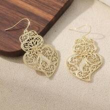 Khuyên tai móc hình trái tim kiểu cổ điển dễ thương, thích hợp làm quà tặng cho phái nữ, trang sức mạ vàng. - Vàng - Xem 5