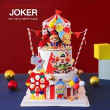 Circus Clown Birthday Cake Decoration Set – 20 Pieces Including PVC Clown Figurine With Bunny, "HAPPY" Mini Cake Banner, Circus Elements, And Colorful Clay Balloons For Party Decorations - Ymx-054 - Xem 5