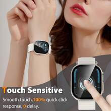 Starry Color Watch Case With Screen Protector, Suitable For Apple Watch Ultra 3/2/1 49mm, Full Coverage Protective Case With Built-In Tempered Glass Film, High Sensitivity And Ultra-Clear, Titanium Color Hard PC Cushion Provides All-Round Protection, Starry Color - Starlight Color - View 5