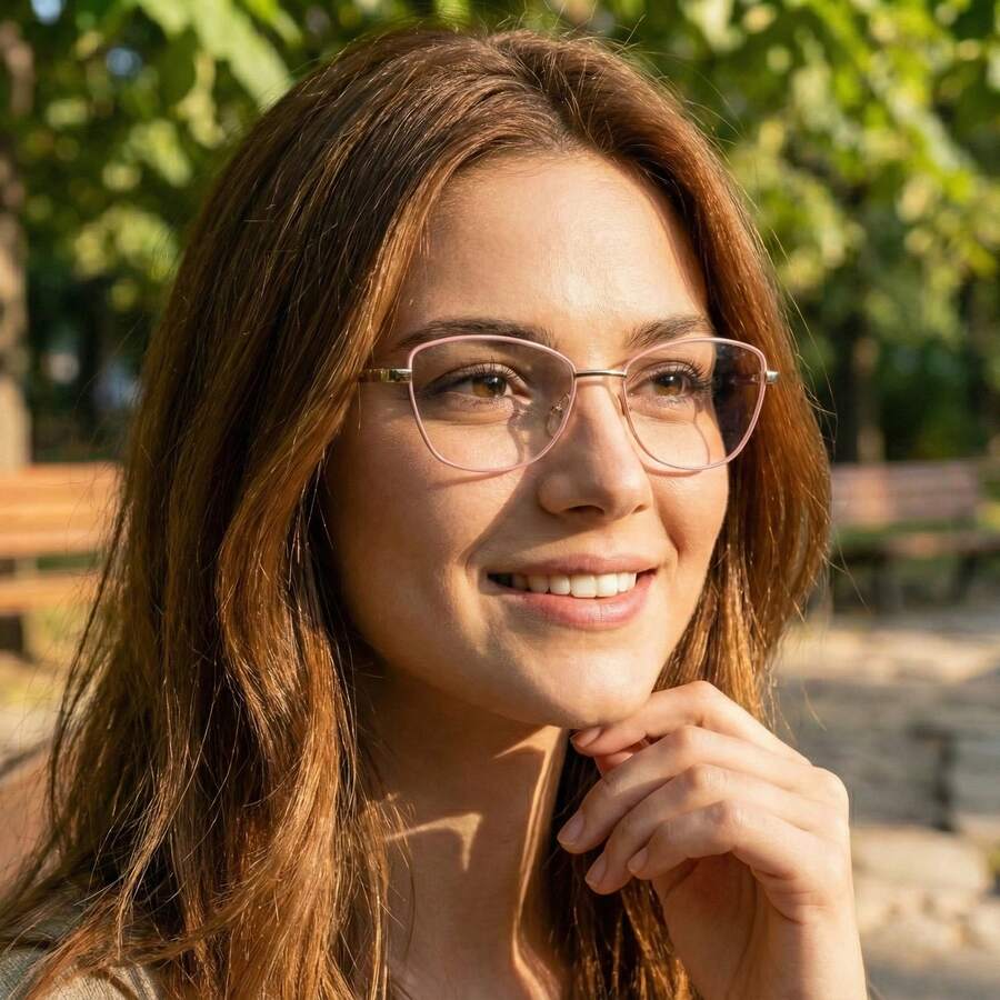 Elegant Party Style. Copper Alloy. No Glasses. All Seasons. Affordable Luxury In Geometric Style: Retro Black And Gold Eyeglass Frames With Gold Accents. - 粉色 - 查看 1