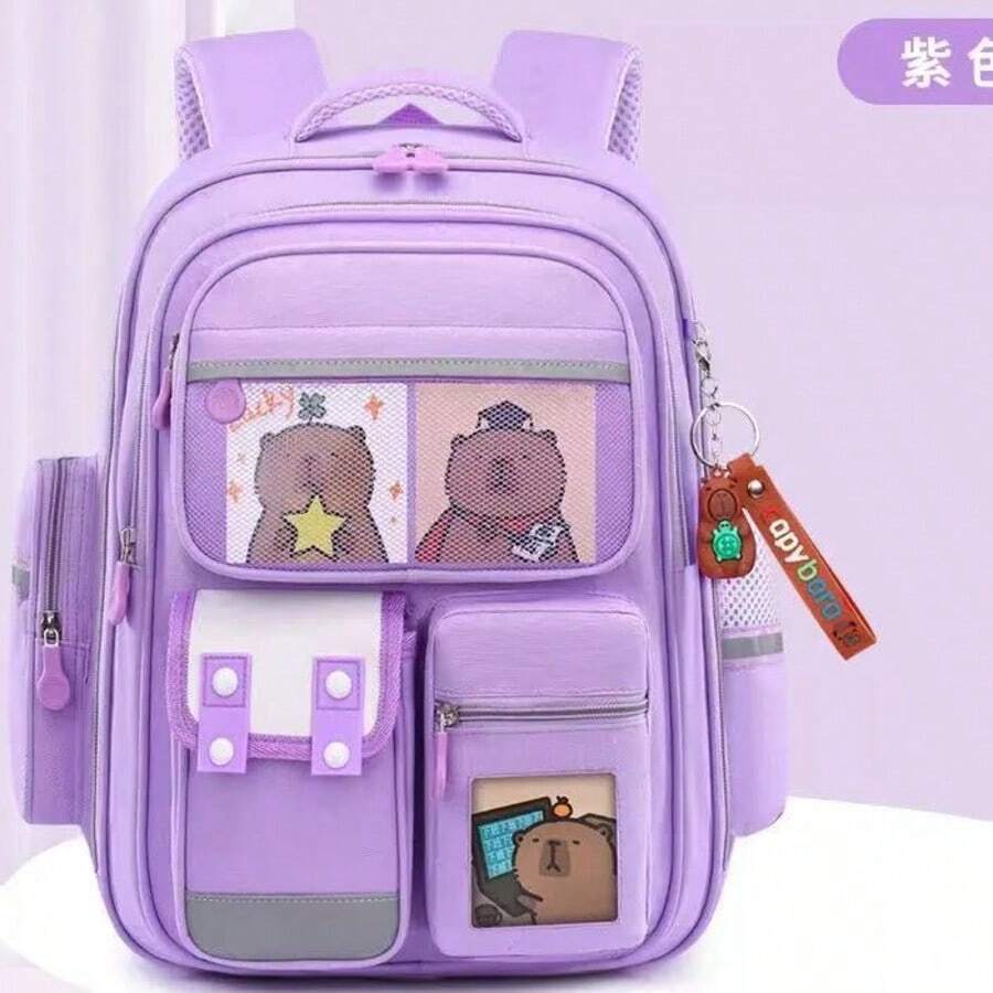 Mochila escolar CAPIBARA para niños de primaria,ligera y de gran capacidad.y protege la columna vertebral y reduce la carga