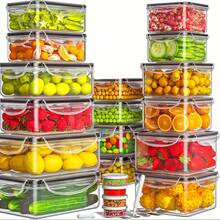 GHQ 40-Piece Set With Airtight Lids Lunchbox Combo, Food Storage Containers, Leak-Proof Leftovers Container, Stackable Freezer/Microwave/Dishwasher Lunchboxes (20 Rectangular + Round + 20 Lids) - 40件組加厚PP套裝(20個盒子+20個蓋子) - 查看 9