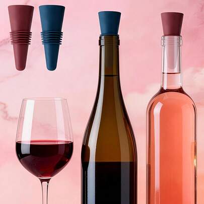 2pcs Wine Bottle Stoppers, Beverage Bottle Seals, Soft Silicone Wine Bottle Stoppers With Grip Top, For Keeping Wine & Champagne Fresh