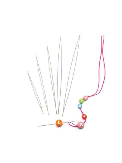 5/15/50PCS Of Stainless Steel Beading Needles, Open Needles, Large Eye Needles Set. High-Quality, Color-Retaining, Flexible Needles With A Storage Tube. Essential Accessories And Tools For Assisting In Making Beaded DIY Bracelets, Necklaces And Jewelry.