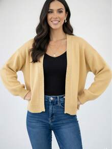 Winter Cardigan Coat, Women's Fashion, Cold And Warm Weather - 奶油黃 - 查看 2