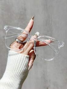 3 Pieces Of Square-Frame Daily-Wear Glasses Suitable For Both Men And Women. With A Campus Style Design, These Glasses Can Enhance The Shape Of Your Face. - Transparent - View 7