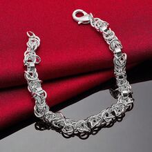 925 Sterling Silver Plated Circle Chain Bracelet For Woman Charm Wedding Engagement Fashion Party Jewelr - Silver - View 3