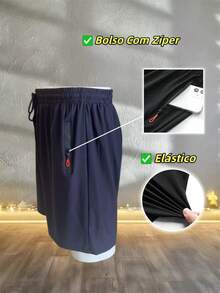 3-Piece Set Men's Cool Silk Gym Casual Shorts, Quick-Drying Yoga Shorts, Sizes G1 G2 G3 G4 Plus-Size - Xanh đậm - Xem 4
