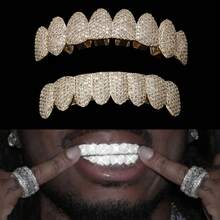 Set Of 2 Gift Box Hip Hop Teeth Grills, Including Top And Bottom Dental Mouth Braces For Both Men And Women. Fashionable Light-Up Tooth Grills, Body Jewelry Suitable For All Genders - Nhiều màu - Xem 7