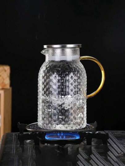 1-Piece Heat-Resistant Multi-Specification Hammer-Textured Stainless Steel Lid Cold Boiled Water Pot, Zha Hu, Thickened Borosilicate Glass Simple And Thick Cold Water Pot, Thickened Heat-Resistant Hammer-Textured Tea Boiling Pot With Large Capacity, Multi-Functional Tea Brewing Pot For Home Use And Guests, Gift Product For Festivals. Many Discounts, Buy With Peace Of Mind.