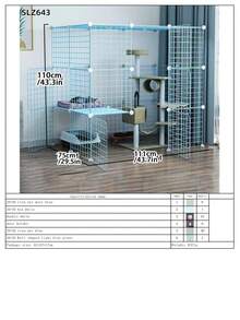 Detachable Spacious Multi-Cat Pet Cage, DIY Kitten Playpen, Blue Cat Furniture - Multicolor - View 19