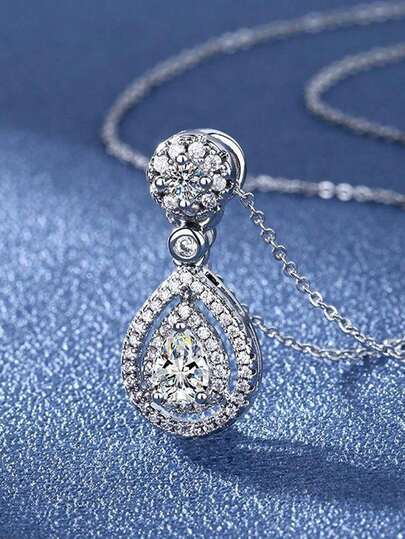 1 Pc Fashion Cubic Zirconia Necklace Pendant For Women For Valentine's Day Gift Engagement Anniversary Party Jewelry