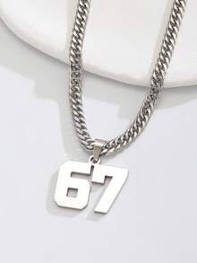 1 chiếc mặt dây chuyền số 67 phong cách Y2K dành cho nam và nữ, vàng/bạc, kiểu dáng punk - Dây chuyền mắt xích Cuban dày dặn phong cách hip hop, phụ kiện trang sức thời trang đường phố, trang sức hip hop cá nhân hóa. - Nhiều màu - Xem 7