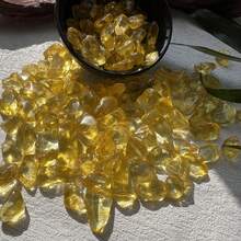 100g Golden Yellow Citrine Small Crystal Pebbles, Suitable For Succulent Pots, Cacti, Bonsai, Vase Filler, Potted Plants, Aquariums And Glass Containers. Perfect For Home Decor And Creative Indoor/Outdoor Design. - View 9