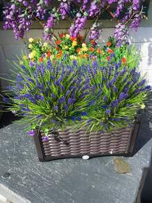 8 pièces Vigne pendante en plastique artificiel de lavande violette et de feuilles vertes, résistante aux UV, convient pour la maison, le jardin, le mariage, la fête, la décoration douce de la maison, l'ornement de suspension intérieur et extérieur - Vert - Voir 3