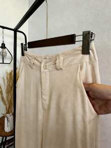 ISADORA MODA Premium Wide Leg Tailored Linen Pants - damasco claro - 查看 2