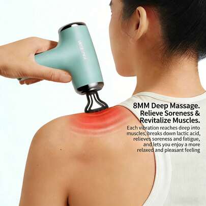 HYUNDAI 筋膜槍 HY-002 攜帶式肌肉按摩槍 適用於全身按摩 6檔調整 1200mAh 4款按摩頭 適用於肩頸、頸椎、腰部、背部等部位的敲擊按摩 男女皆宜的禮品