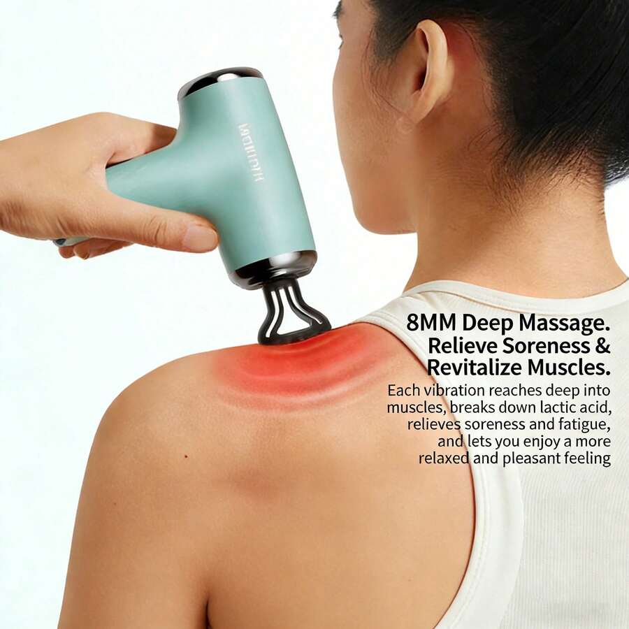 HYUNDAI HY-002 Massage Gun, Portable Percussion Muscle Massage Gun With 6 Adjustable Speeds, 1200mAh Rechargeable Battery And 4 Massage Heads, Suitable For Neck, Shoulder, Back, Waist And Full Body Muscle Relaxation - View 1