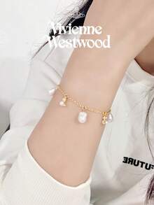 Vivienne Westwood Emiliana Collection Irregular Baroque Simulated Pearl Bracelet Gold Tone, Brass - 金色 - 查看 2