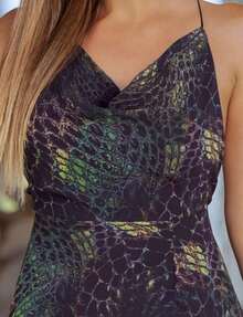 Long, Halter Neck, Flowy, Printed Black Dress NM Nana Marie - màu đen - Xem 3