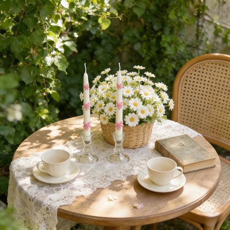 1支/2支3D立体长蜡烛（不含烛台），3D蝴蝶结造型长蜡烛，3D雏菊造型长蜡烛，无烟大豆蜡手工优雅蜡烛，适合家居装饰、节日装饰、生日装饰、节日礼物、生日礼物、婚礼装饰及礼品，营造浪漫氛围，送给她的礼物 - 桿蠟 - 查看 9