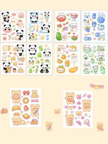 10张全新卡通贴纸套装，创意PET高品质防水贴纸，独特女孩设计，适用于剪贴簿、文具等。 - 動物 - 查看 12