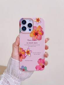 1pc Transparent Thick Anti-Drop UV Painted TPU Phone Case With Minimalist Orange Flower & English Slogan Graphic Design, Suitable Compatible With IPhone, Galaxy Series, Provides Lens Protection And Can Be Used As A Protective Cover, Ideal For New Year, Christmas, Halloween Or Valentine's Day Gift - View 2
