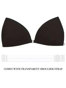 1 Pc Deep V-Neck Push Up Adhesive Bra With Clear Straps, Invisible Strapless Backless Bra For Women - Multicolor - View 14