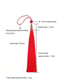 10 piezas de 15cm Sombrero de pagoda con colgante de borla larga, decoración de estilo antiguo para Hanfu, Cheongsam, Guqin, Linterna - Sombrero pagoda de 15 cm con borla de cuentas esmeriladas - Ver 6