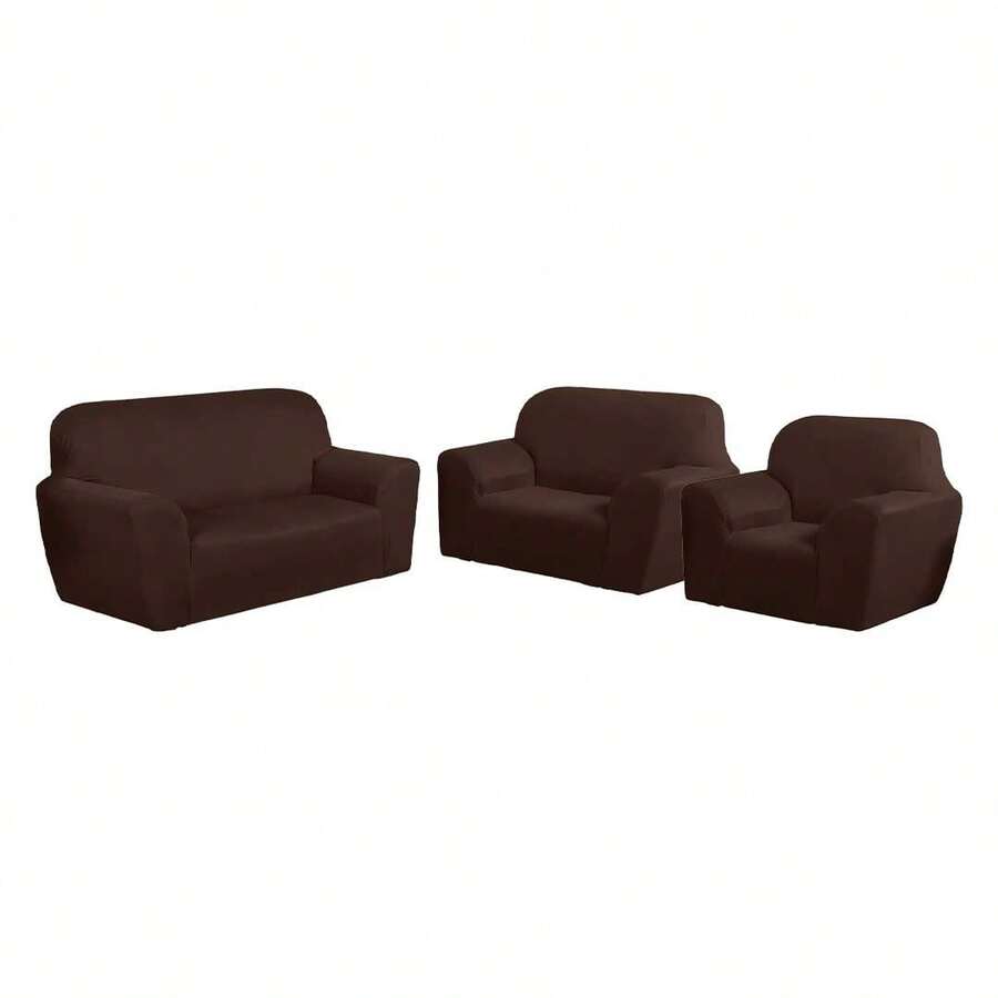 Protective Cover For Sofa 3x2x1 Seater, Plain, Fitted, Gel Polyester Mesh, Fast Shipping. - Rust Brown - View 1