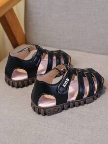 Summer New Kids Soft Bottom Beach Sandals, Non-Slip Breathable Roman Style Toddler Sandals, Suitable For 3-6 Years Old - Black - View 4