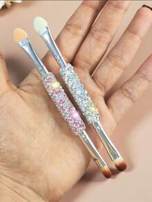 Rhinestone Dual-Ended Makeup Brushes Set - Eyeshadow, Sponge, Concealer, Eyebrow, Lip Brushes, Soft Bristles, High-Quality,Giveaways - Multicolor - View 1