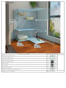 Detachable Spacious Multi-Cat Pet Cage, DIY Kitten Playpen, Blue Cat Furniture - Multicolor - View 24