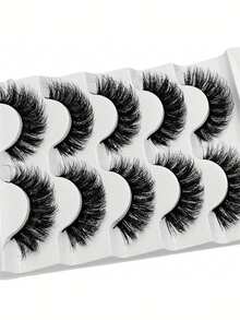 Seemingly Natural, But Actually Eye-Catching | 5 Pairs Of Fluffy And Chaotic DH Eyelashes, 3D Three-Dimensional Design Gives Both Eyes A Sense Of Fur And Presence - View 4