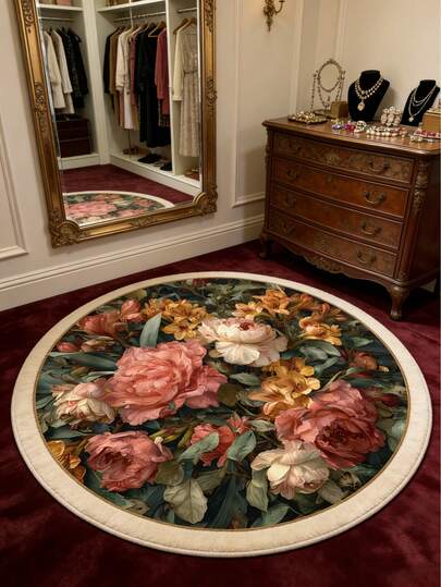 1 件春季花鸟图案装饰地毯，诗意的花鸟设计可作为视觉焦点，与法式/田园风格的软装相得益彰，提升整体的疗愈氛围。可收纳、易于清洁、可水洗，适合床边、卧室等场所。