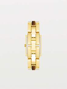Anne Klein 女士金色石英表，配宝石手链、珍珠母贝表盘、时尚长方形模拟腕表和双色串珠手链 - 金色 - 查看 5