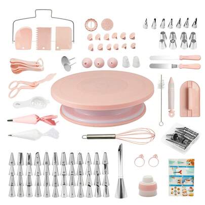 137pcs Cake Decorating Kit With Revolving Turntable, Piping Tips, Pastry Bags, Spatulas & Fondant Tools, Baking Set For Beginners & Professionals