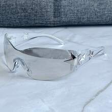 Y2K Modern  Rimless Wrap Around Frame Lightweight Durable Unisex UV Protection Lens Daily Casual Formal Occasion Fashion Accessories Minimalist Design - Chân đế màu đen hình ngôi sao đơn và các chi tiết màu đen xám. - Xem 9