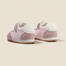 1 Pair Versatile Girls' Bow Decor Trainers, Breathable Spring/Autumn Little White Shoes, Children Hook And Loop Casual Sneakers - Baby Pink - View 5