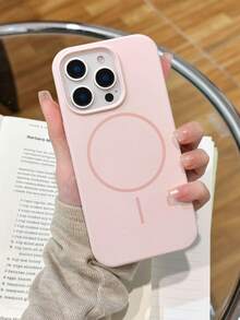 Luxury Magnetic Soft Silicone Phone Case Compatible With IPhone 17 Pro Max, 16, 15, 14, 13, 12, 11 Pro Max Plus, Suitable For Magnetic Wireless Charging, Shock-Proof Protective Cover - Pink - View 7