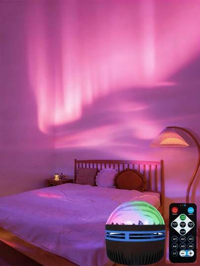 1个LED北极光灯，星空氛围灯，多色图案，部分带遥控器，银河星空投影灯，卧室夜灯投影灯，家庭影院，天花板灯，礼品装饰，节日礼物，露营，婚礼装饰，浪漫氛围夜灯