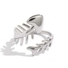 Frminee 2pcs/1pc Summer Personalized Exquisite Simple Cute Fish Stainless Steel Adjustable Opening Ring Boho Style Beach Surf Ring Waterproof No Fading Small Gift Gift For Girlfriend Gift - Multicolor - View 5