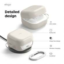 Elago Compatible With Samsung Galaxy Buds 4 Pro & Galaxy Buds 4 Case, Premium Silicone Cover With Carabiner, Full Protection, Wireless Charging, Headphone Accessories, For Men, For Women [Stone] - 結石 - 查看 7