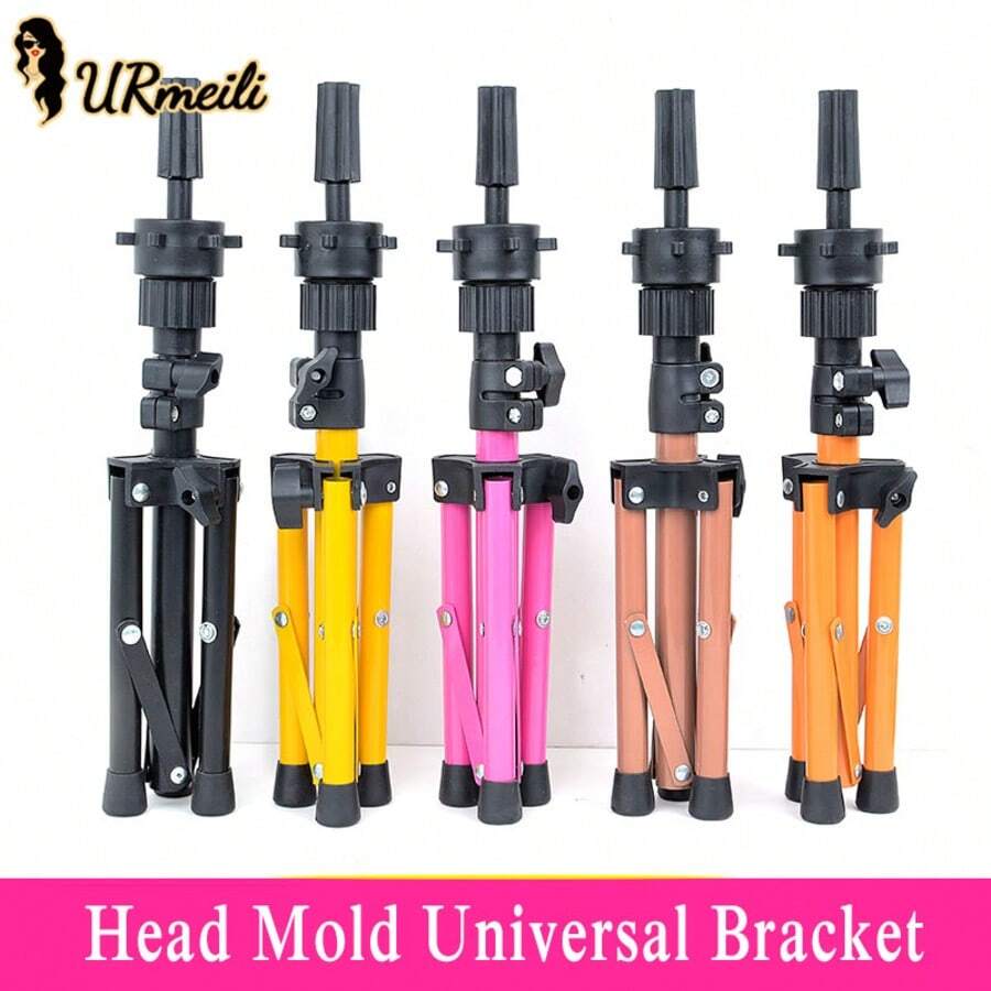 Mini Adjustable 23-Inch Wig Stand Tripod - 5 Colors High-Quality Metal, Portable Foldable Design, Suitable For Mannequin Head, Professional Wig Making And Styling