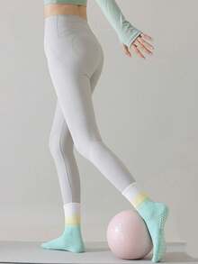 1/3/5/7 Pairs Women Professional Yoga Socks, Ombre Yoga Socks, Long Tube Socks Suitable For Pilates, Jumping Rope, Fitness, Running, Yoga, Gift Use, Silicone Non-Slip Bottom Socks - Multicolor - View 8